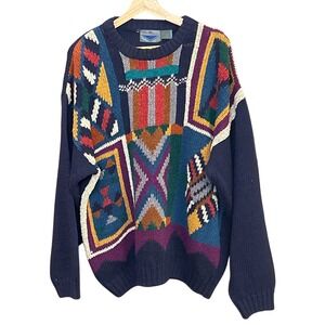 Vintage Etchings 90s Abstract Knit Sweater Southwestern Geometric Colorblock